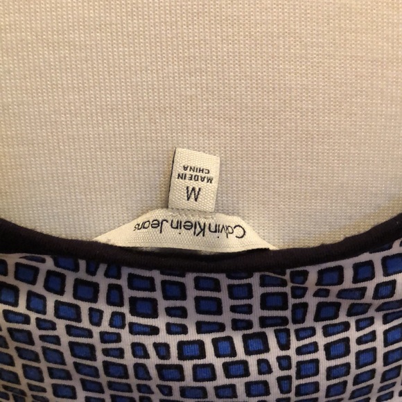 Calvin Klein Jeans co. Cinch waist maxi dress size medium blue white black COMFY - Picture 7 of 11